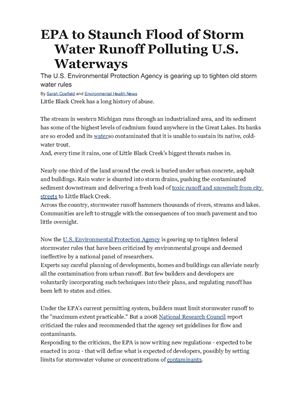 خرید و دانلود نسخه کامل کتاب EPA to Staunch Flood of Storm Water Runoff Polluting U.S. Waterways