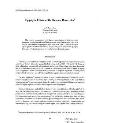 خرید و دانلود نسخه کامل کتاب Epiphytic Ciliata of the Dnieper Reservoirs