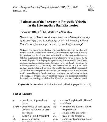 خرید و دانلود نسخه کامل کتاب Estimation of the increase in projectile velocity in the intermediate ballistics period