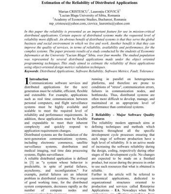 خرید و دانلود نسخه کامل کتاب Estimation of the Reliability of Distributed Applications
