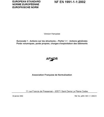خرید و دانلود نسخه کامل کتاب Eurocode 1 – Actions sur les structures – Partie 1-1 : Actions générales Poids volumiques, poids propres, charges d’exploitation des bâtiments