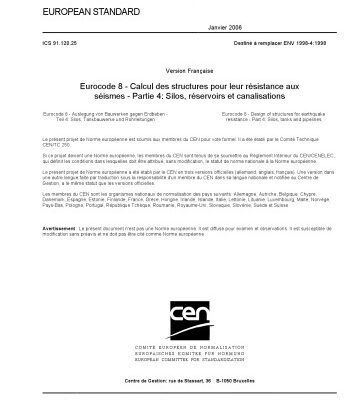خرید و دانلود نسخه کامل کتاب Eurocode 8 – Calcul des structures pour leur résistance aux séismes – Partie 4: Silos, réservoirs et canalisations