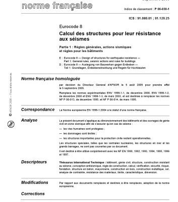 خرید و دانلود نسخه کامل کتاب Eurocode 8 Calcul des structures pour leur résistance aux séismes Partie 1 : Règles générales, actions sismiques et règles pour les bâtiments