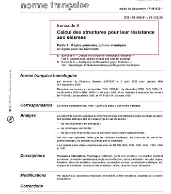 خرید و دانلود نسخه کامل کتاب Eurocode 8 Calcul des structures pour leur résistance aux séismes Partie 1 : Règles générales, actions sismiques et règles pour les bâtiments