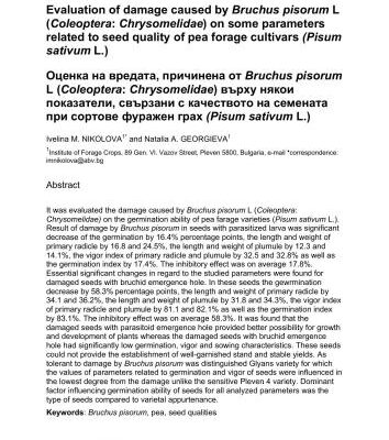 خرید و دانلود نسخه کامل کتاب Evaluation of damage caused by Bruchus pisorum L. (Coleoptera: Chrysomelidae) on some parameters related to seed quality of pea forage cultivars (Pisum sativum L.)