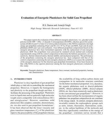 خرید و دانلود نسخه کامل کتاب Evaluation of energetic plasticisers for solid gun propellant