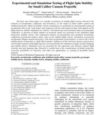 خرید و دانلود نسخه کامل کتاب Experimental and simulation testing of flight spin stability for small caliber cannon projectile