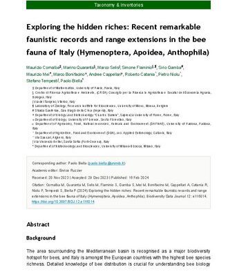 خرید و دانلود نسخه کامل کتاب Exploring the hidden riches: Recent remarkable faunistic records and range extensions in the bee fauna of Italy (Hymenoptera, Apoidea, Anthophila)