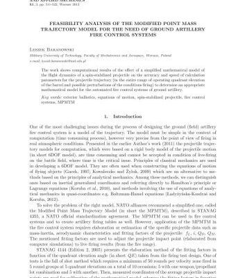 خرید و دانلود نسخه کامل کتاب Feasibility analysis of the modified point mass trajectory model for the need of ground artillery fire control systems