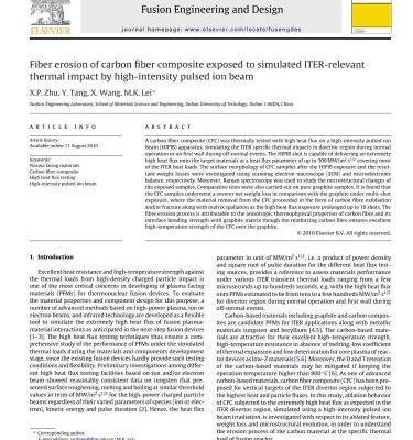 خرید و دانلود نسخه کامل کتاب Fiber erosion of carbon fiber composite exposed to simulated ITER-relevant thermal impact by high-intensity pulsed ion beam