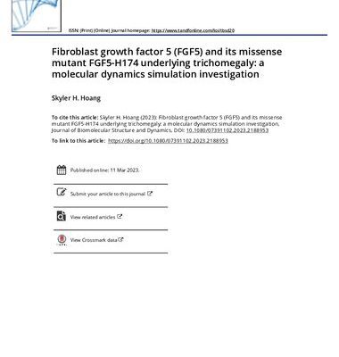 خرید و دانلود نسخه کامل کتاب Fibroblast growth factor 5 FGF5 and its missense mutant FGF5 H174 underlying trichomegaly a molecular dynamics simulation investigation