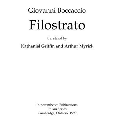 خرید و دانلود نسخه کامل کتاب Filostrato, translated by Nathaniel Griffin and Arthur Myrick
