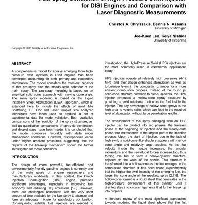 خرید و دانلود نسخه کامل کتاب Fuel Spray Simulation of High-Pressure Swirl-Injector for DISI Engines and Comparison with Laser Diagnostic Measurements