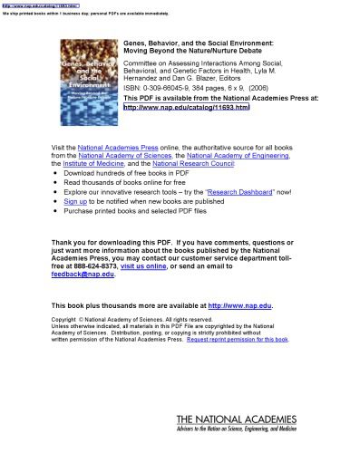 خرید و دانلود نسخه کامل کتاب Genes, Behavior, and the Social Environment: Moving Beyond the Nature/Nurture Debate_68e6d14667329.jpeg خرید و دانلود نسخه کامل کتاب Genes, Behavior, and the Social Environment: Moving Beyond the Nature/Nurture Debate