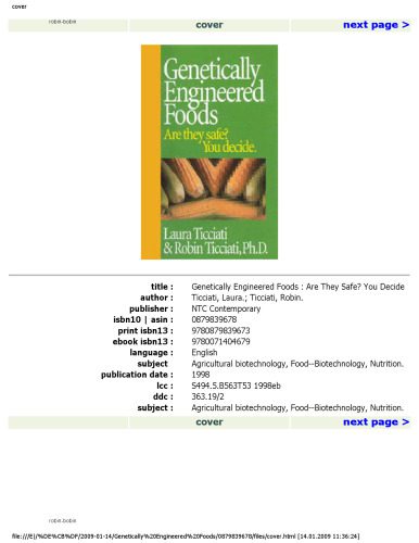 خرید و دانلود نسخه کامل کتاب Genetically Engineered Foods: Are They Safe? You Decide_68f5f811ea7e6.jpeg خرید و دانلود نسخه کامل کتاب Genetically Engineered Foods: Are They Safe? You Decide