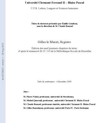 خرید و دانلود نسخه کامل کتاب Gilles le Muisit, Registre. Édition des neuf premiers chapitres du texte, d’après le manuscrit Br IV 119 de la Bibliothèque Royale de Bruxelles [thesis]