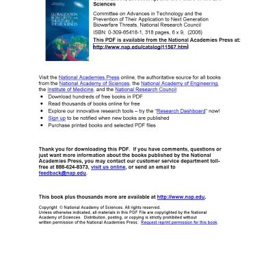 خرید و دانلود نسخه کامل کتاب Globalization, Biosecurity, and the Future of the Life Sciences
