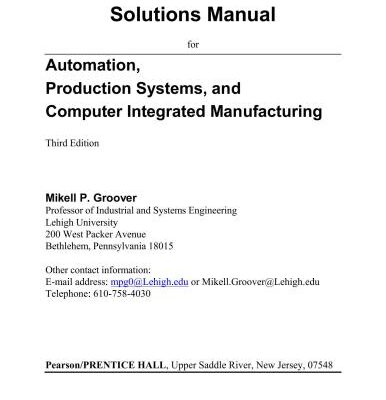 خرید و دانلود نسخه کامل کتاب Groover. Solutions Manual for Automation, Production Systems, and Computer-Integrated Manufacturing