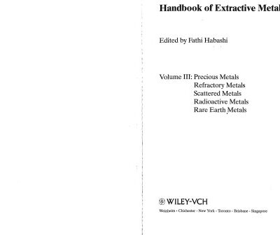 خرید و دانلود نسخه کامل کتاب handbook of extractive metallurgy