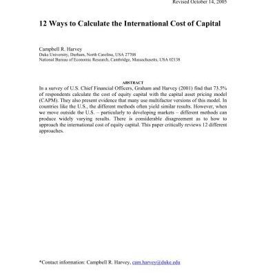 خرید و دانلود نسخه کامل کتاب Harvey. 12 Ways to Calculate the Internal Cost of Capital