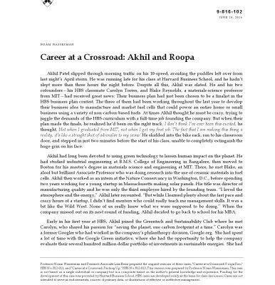 خرید و دانلود نسخه کامل کتاب HBR Case Study: Career at a Crossroad — Akhil and Roopa