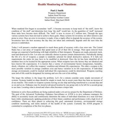 خرید و دانلود نسخه کامل کتاب Health Monitoring of Munitions