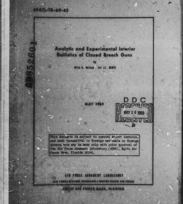 خرید و دانلود نسخه کامل کتاب Heiney. Analytic and experimental interior ballistics of closed breech guns