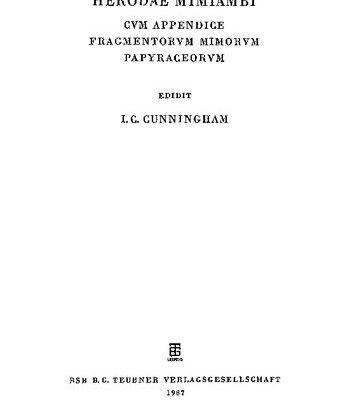 خرید و دانلود نسخه کامل کتاب Herodae Mimiambi, cum appendice fragmentorum mimorum papyraceorum