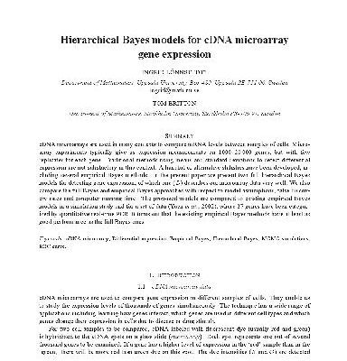 خرید و دانلود نسخه کامل کتاب Hierarchical Bayes models for cDNA microarray gene expression