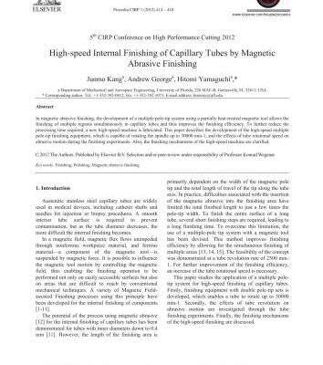 خرید و دانلود نسخه کامل کتاب High-speed Internal Finishing of Capillary Tubes by Magnetic Abrasive Finishing