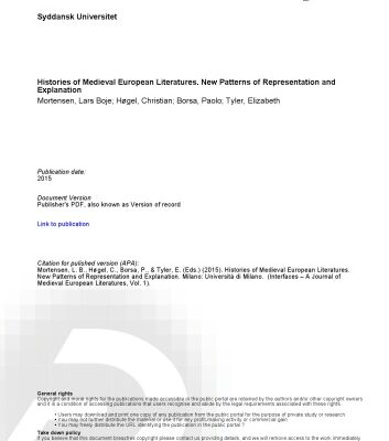 خرید و دانلود نسخه کامل کتاب Histories of Medieval European Literatures. New Patterns of Representation and Explanation