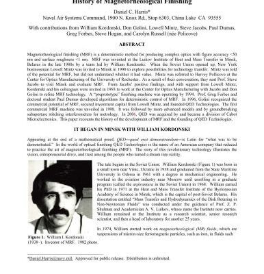 خرید و دانلود نسخه کامل کتاب History of Magnetorheological Finishing