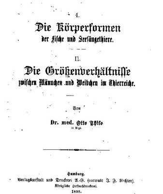 خرید و دانلود نسخه کامل کتاب I. Die Körperformen der Fische und Seesäugethiere. II. Die Grössenverhältnisse zwischen Männchen und Weibchen im Thierreiche