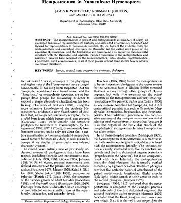خرید و دانلود نسخه کامل کتاب Identity and phylogenetic significance of the metapostnotum in nonaculeate Hymenoptera