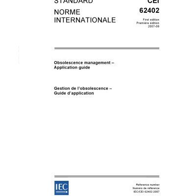 خرید و دانلود نسخه کامل کتاب IEC 62402 – Gestion de l’obsolescence – Guide d’application