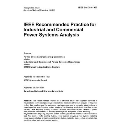 خرید و دانلود نسخه کامل کتاب IEEE Std 399-1997, IEEE Recommended Practice for Industrial and Commercial Power Systems Analysis (The IEEE Brown Book)