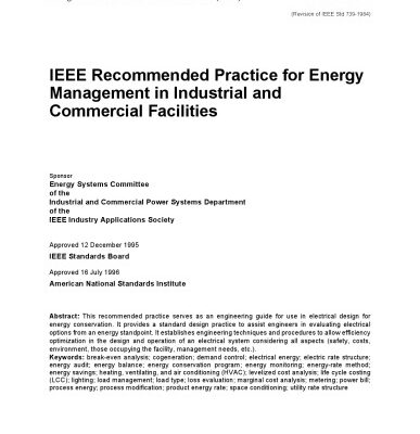 خرید و دانلود نسخه کامل کتاب IEEE Std 739-1995, IEEE Recommended Practice for Energy Management in Industrial and Commercial Facilities (The IEEE Bronze Book)