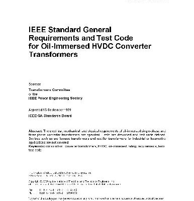 خرید و دانلود نسخه کامل کتاب Ieee Std c57.129-1999 (Ieee Standard General Requirements And Test Code For Oil-Immersed Hvdc Converter Transformers)