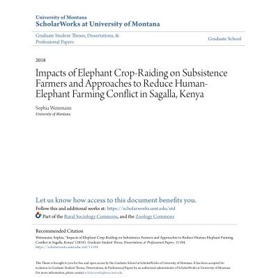 خرید و دانلود نسخه کامل کتاب Impacts of Elephant Crop-Raiding on Subsistence Farmers and Approaches to Reduce Human Elephant Farming Conflict in Sagalla, Kenya