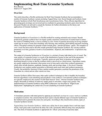 خرید و دانلود نسخه کامل کتاب Implementing Real-Time Granular Synthesis – Ross Bencina