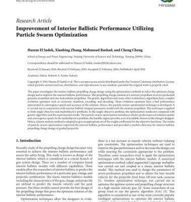 خرید و دانلود نسخه کامل کتاب Improvement of interior ballistic performance utilizing particle swarm optimization