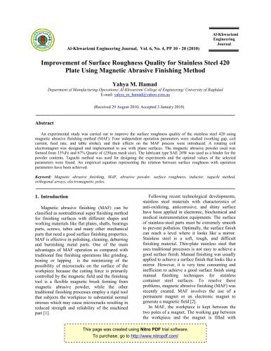 خرید و دانلود نسخه کامل کتاب Improvement of surface roughness quality for stainless steel 420 plate using magnetic abrasive finishing method_68f316c8f39cd.jpeg خرید و دانلود نسخه کامل کتاب Improvement of surface roughness quality for stainless steel 420 plate using magnetic abrasive finishing method