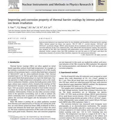 خرید و دانلود نسخه کامل کتاب Improving anti-corrosion property of thermal barrier coatings by intense pulsed ion beam irradiation