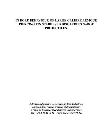 خرید و دانلود نسخه کامل کتاب In bore behaviour of large calibre armour piercing fin stabilised discarding sabot projectiles
