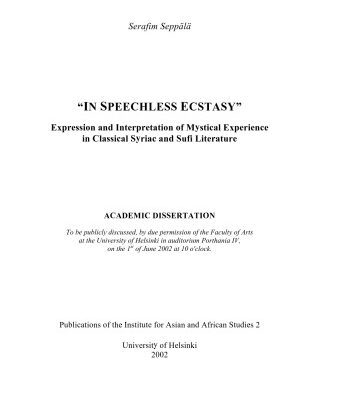 خرید و دانلود نسخه کامل کتاب In speechless ecstasy : expression and interpretation of mystical experience in classical Syriac and Sufi literature
