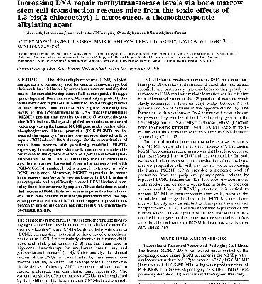 خرید و دانلود نسخه کامل کتاب Increasing DNA repair methyltransferase levels via bone marrow stem cell transduction rescues mice from the toxic effects of 1,3-bis(2-chloroethyl)-1-nitrosourea, a chemotherapeutic alkylating agent