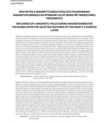 خرید و دانلود نسخه کامل کتاب Influence of a magnetic field during magnetoabrasive polishing upon the selected features of the object’s surface layer