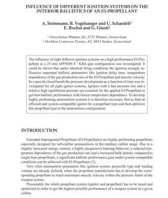 خرید و دانلود نسخه کامل کتاب Influence of different ignition systems on the interior ballistics of an EI-propellant