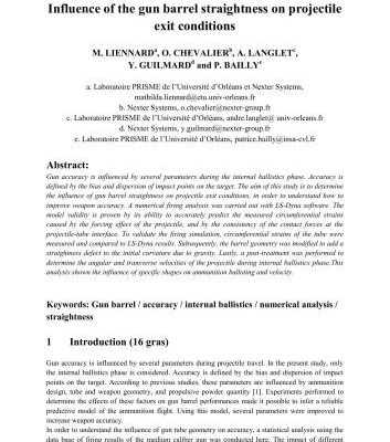 خرید و دانلود نسخه کامل کتاب Influence of the gun barrel straightness on projectile exit conditions