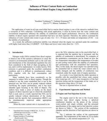خرید و دانلود نسخه کامل کتاب Influence of Water Content Ratio on Combustion Fluctuation of Diesel Engine Using Emulsified Fuel